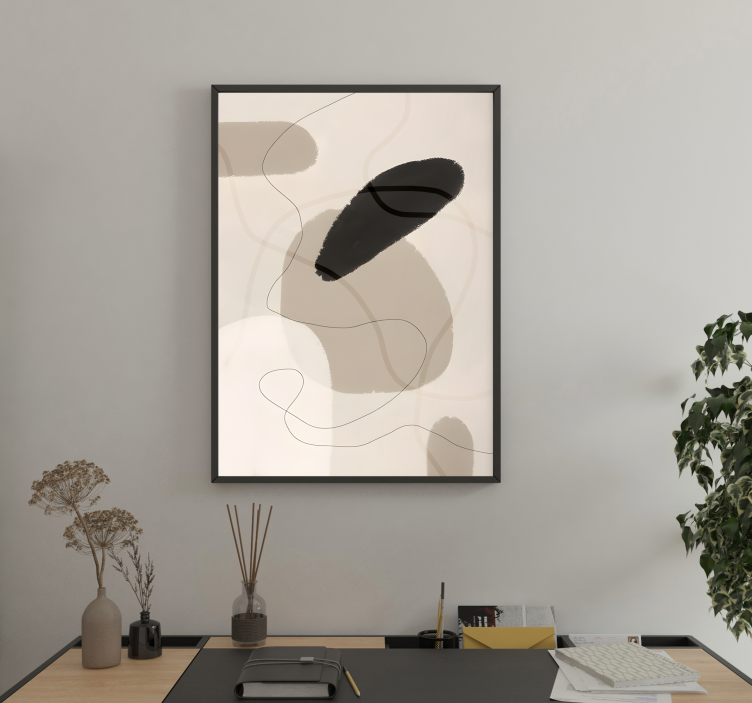 Beige minimalistic abstract art poster - TenStickers