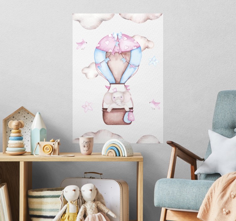 Cute hot air balloon poster - TenStickers