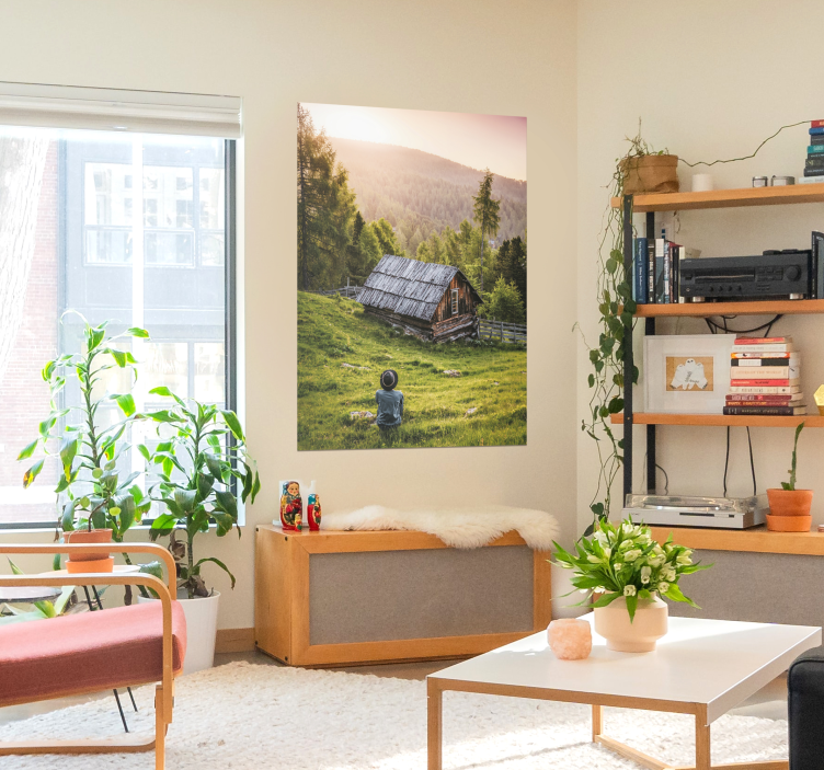 House in mountain landscape forest poster - TenStickers