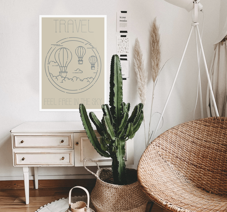 Minimalist hot air balloon poster - TenStickers
