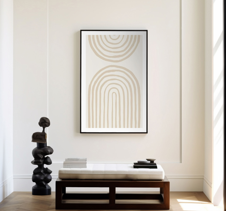 Soft beige lines minimalist abstract art poster - TenStickers