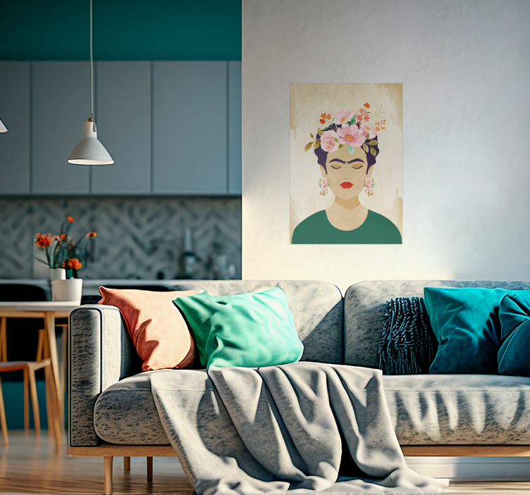 Woman with flowers art poster - TenStickers