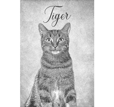 Custom black and white drawing cat poster - TenStickers