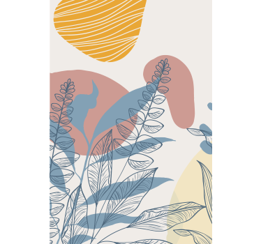 Flowers poster scandinavian style abstract leaves - TenStickers
