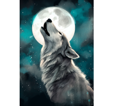 Wolf howling animal poster - TenStickers