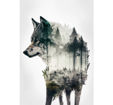 Wolf Double Exposure Poster - TenStickers