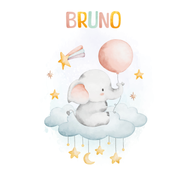 Elephant on a cloud children wall poster - TenStickers