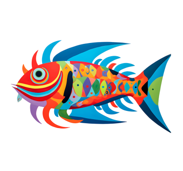 Multicolor fish design wall art poster - TenStickers