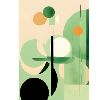 Green abstract shapes art poster - TenStickers