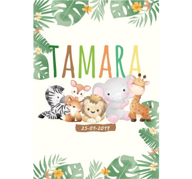 Jungle Cute Animals Personalised Children Wall Poster - TenStickers
