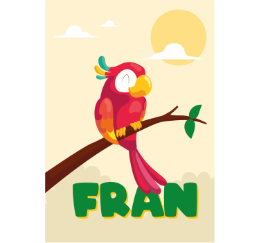 Red Parrot Custom Name Children Wall Poster - TenStickers