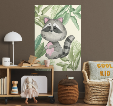 Cute jungle racoon animal poster - TenStickers