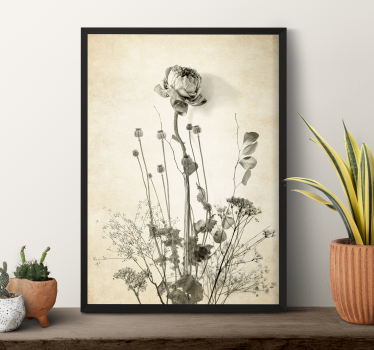 Bouquet of flowers on beige background floral poster - TenStickers