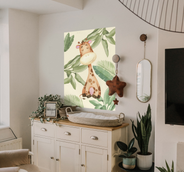 Cute jungle giraffe kid's animal poster - TenStickers