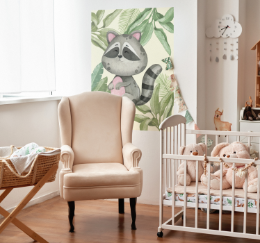 Cute jungle racoon animal poster - TenStickers