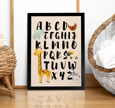 Animal Theme Alphabet Nursery Wall Poster - TenStickers