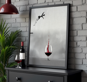 Jumping to the glass of wine abstract poster - TenStickers