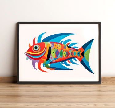 Multicolor fish design wall art poster - TenStickers