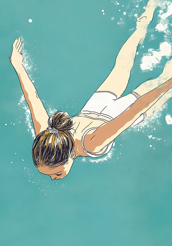 Swimmer artistic drawing poster - TenStickers