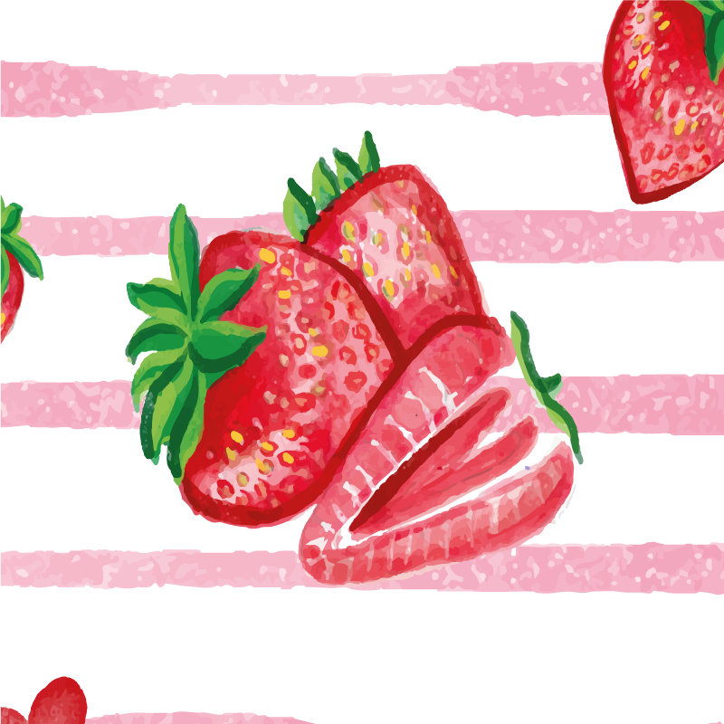 Kitchen poster seamless strawberries on striped background - TenStickers