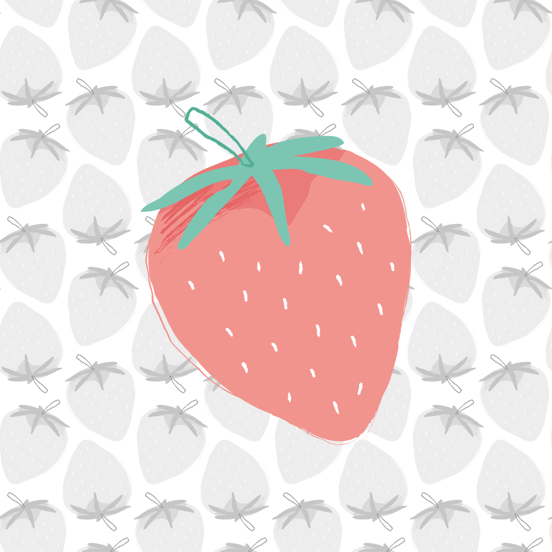 Kitchen poster seamless strawberry pattern pastel - TenStickers