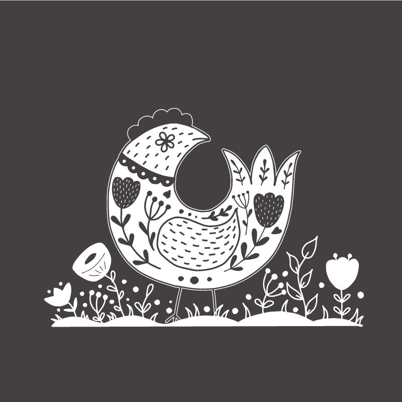 Kitchen poster featuring proud chickens with floral design - TenStickers