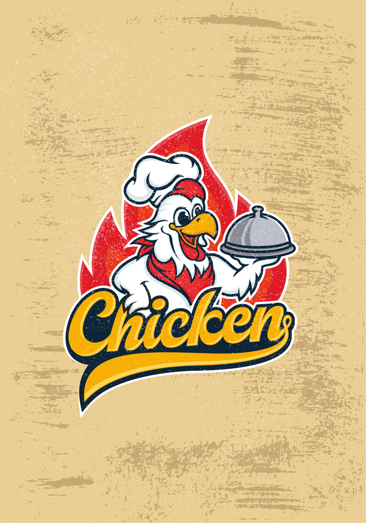 Kitchen poster vintage chicken chef artwork - TenStickers