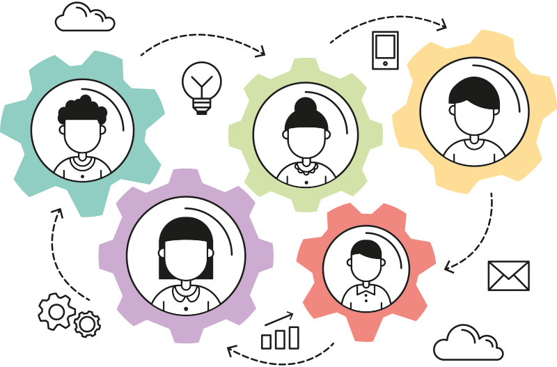 Office poster teamwork engine - TenStickers