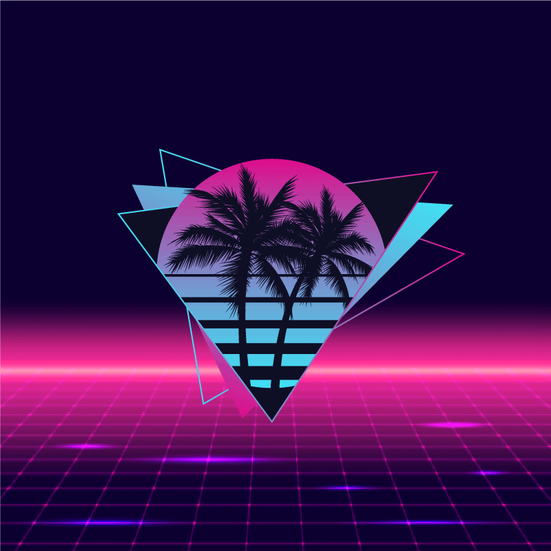 Living room poster with vaporwave palm tree art - TenStickers