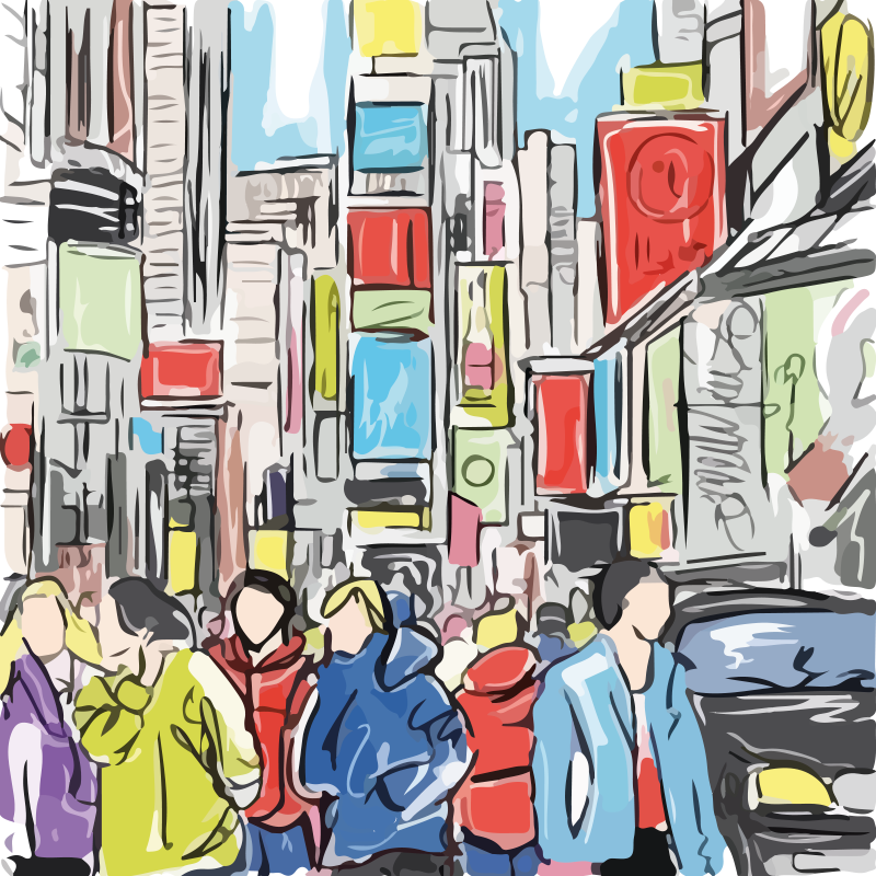 Living room poster modern new york people - TenStickers