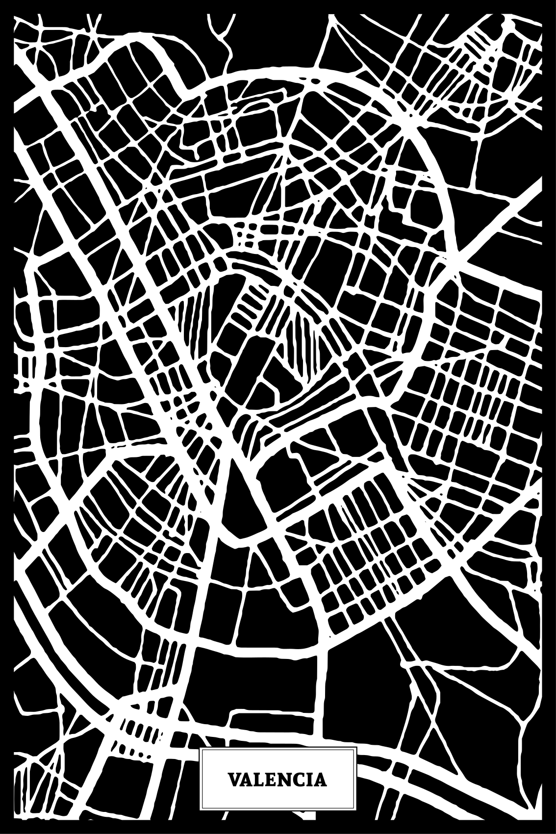 Living room poster topographic map valencia - TenStickers