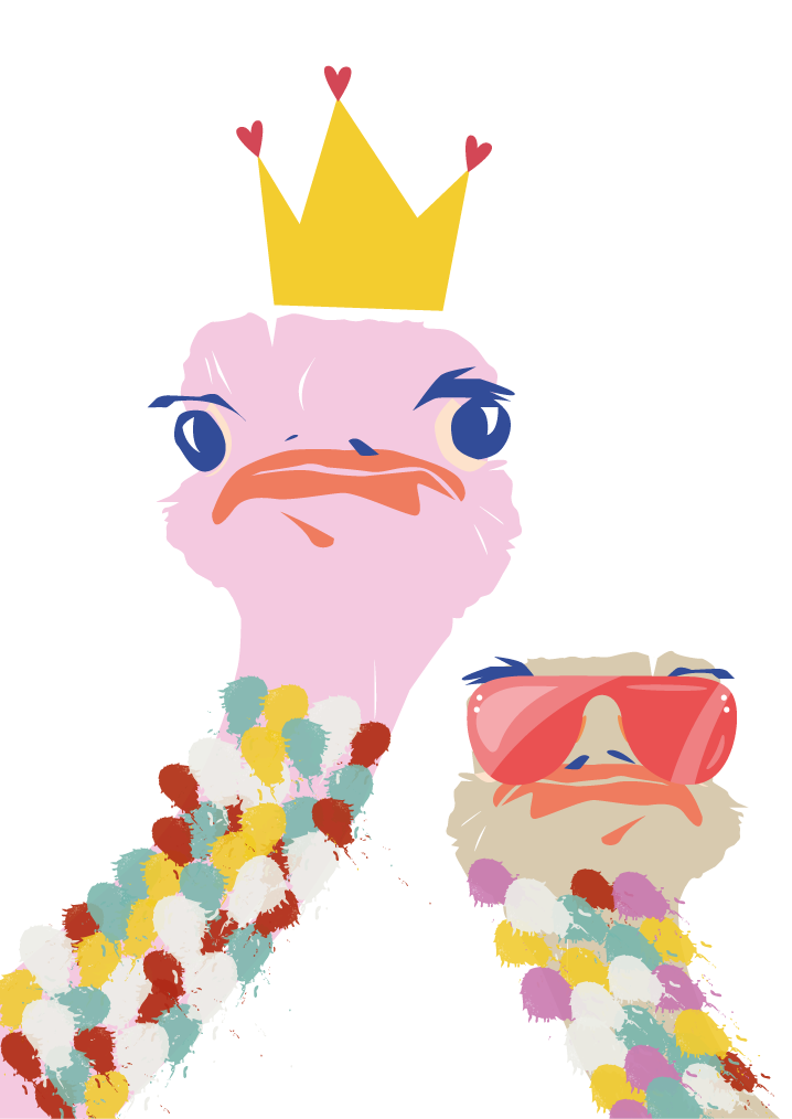 Living room poster vibrant ostrich art design - TenStickers