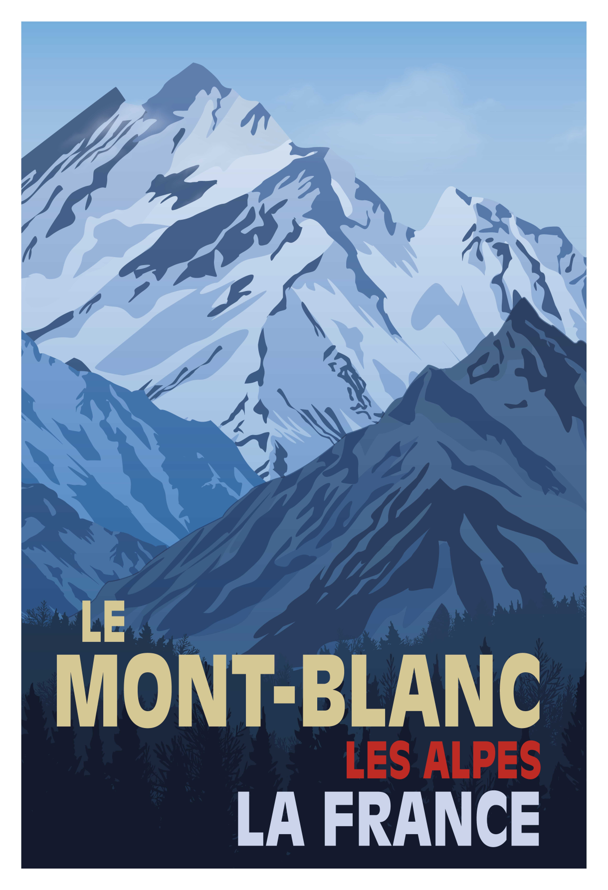 Living room poster mont-blanc retro design - TenStickers