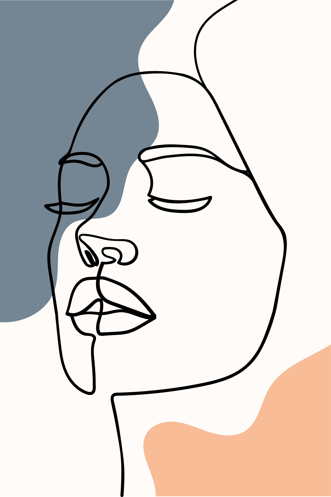Living room poster modern abstract face art - TenStickers