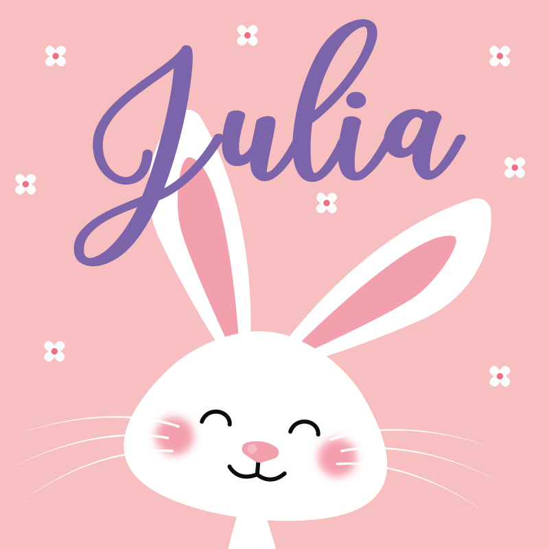 Nursery poster featuring a white bunny with name - TenStickers