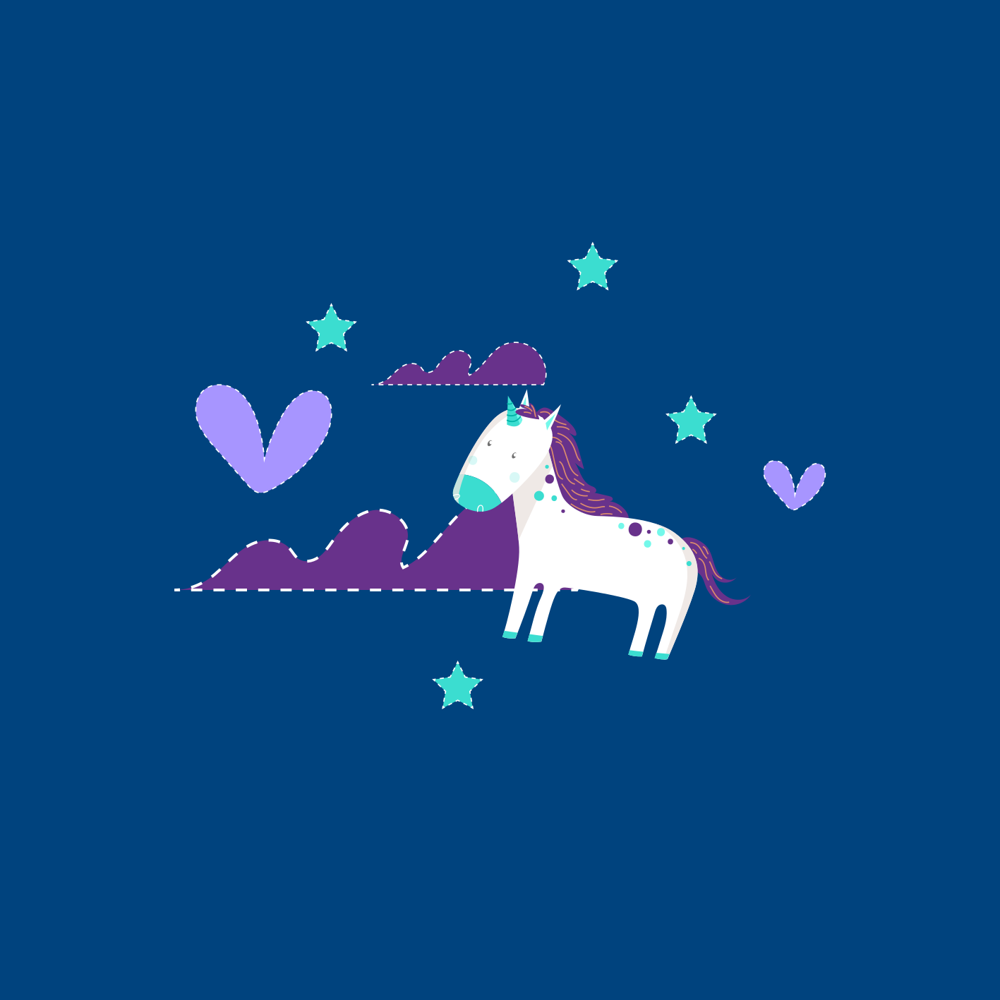 Nursery poster of adorable unicorns with clouds and stars - TenStickers