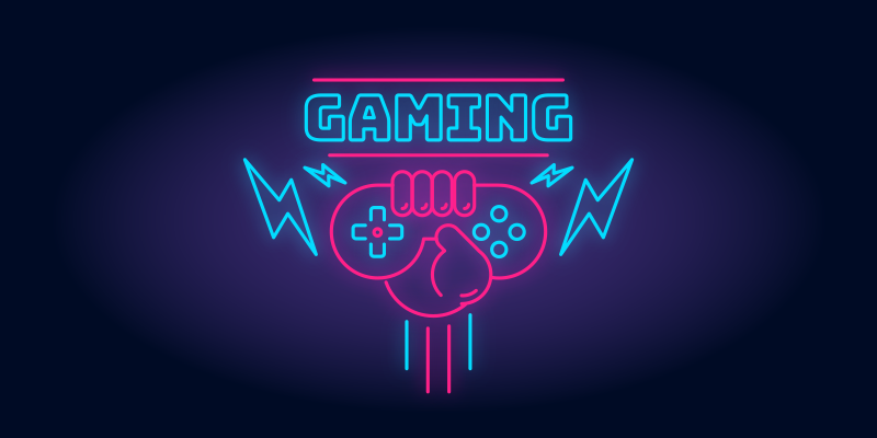 Video game poster featuring neon logo design - TenStickers