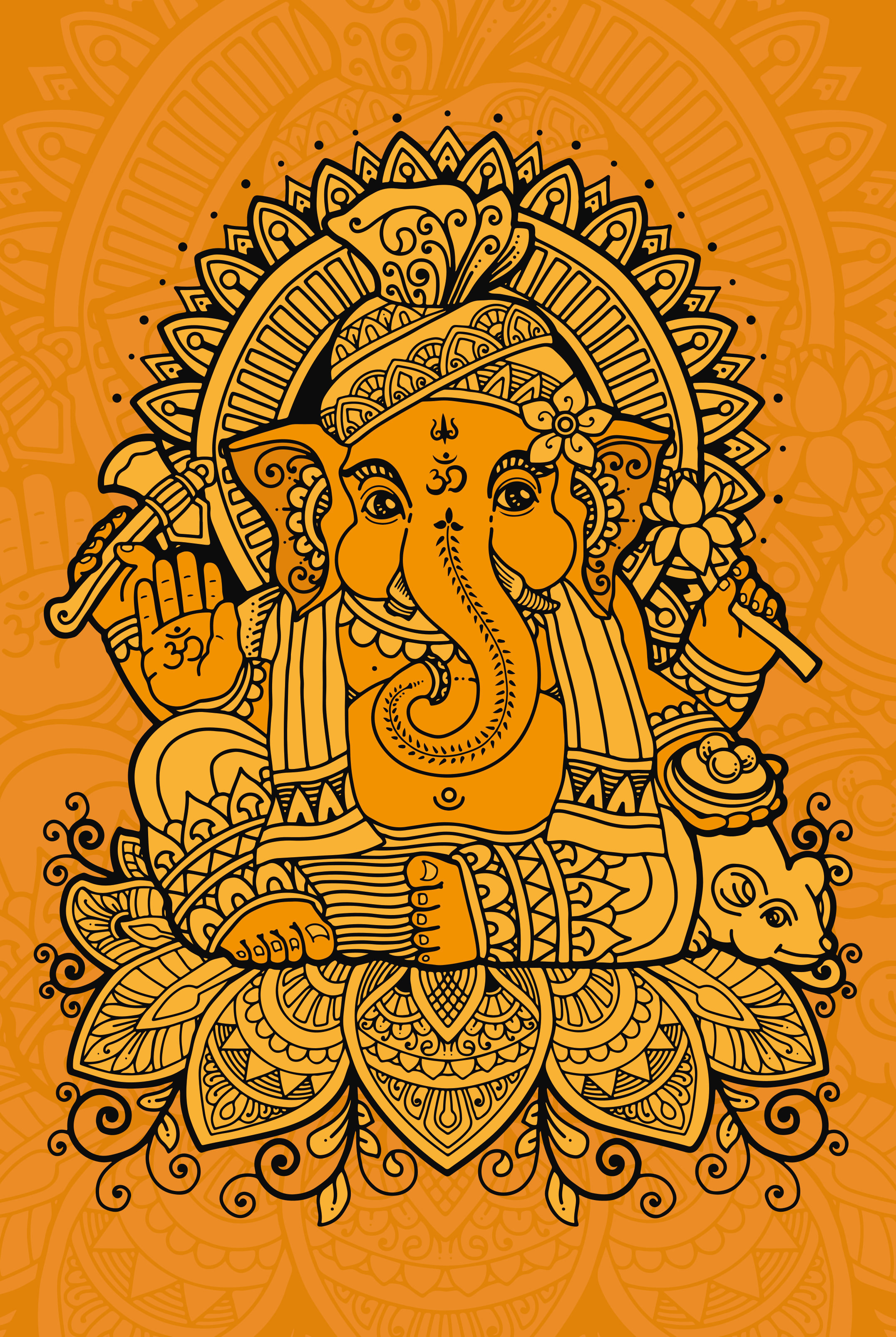 Zen poster mandala featuring ganesha centered - TenStickers