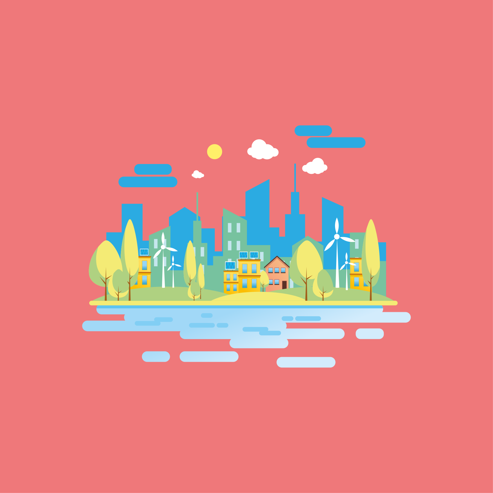 City poster modern urban landscape art print - TenStickers