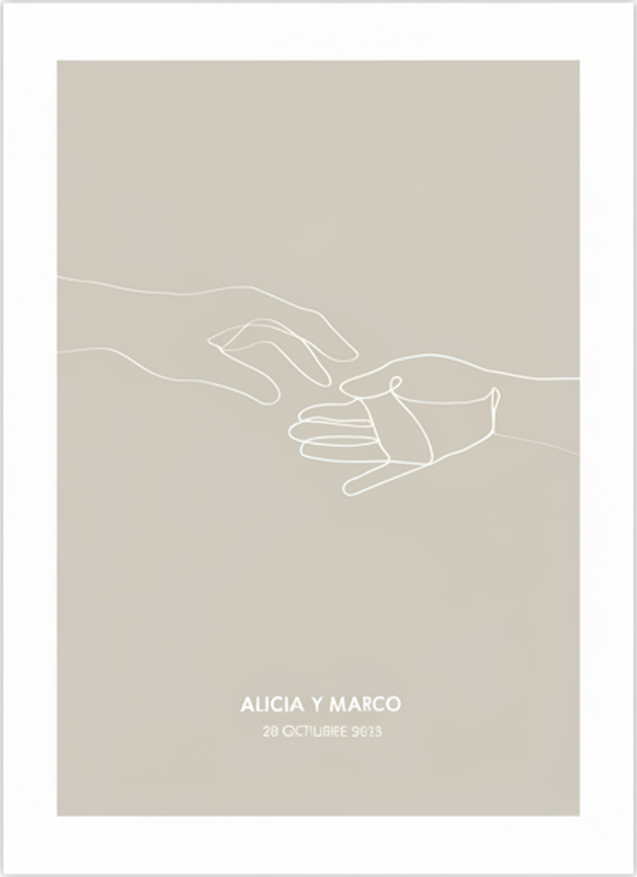 Customisable poster of minimalist reaching hands - TenStickers