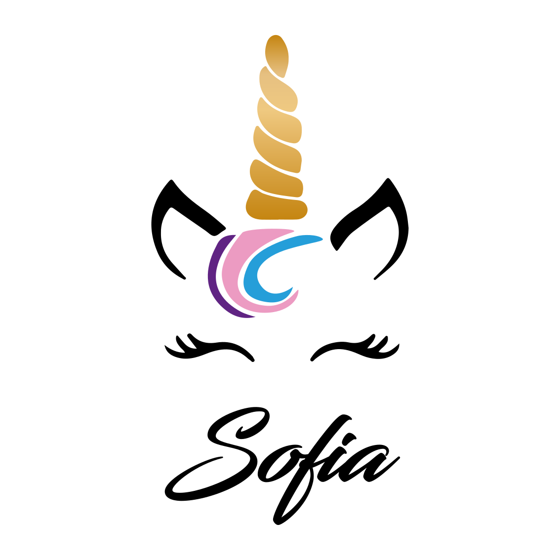 Customisable poster cute unicorn face - TenStickers