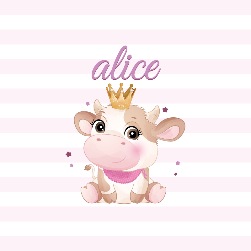Customisable poster cute cow princess - TenStickers