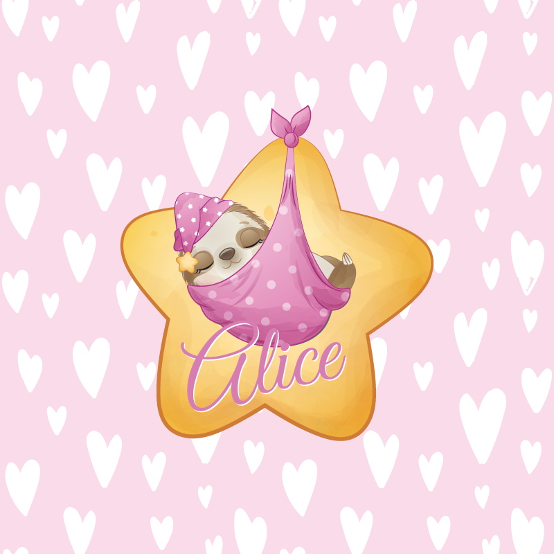 Customisable poster sleeping sloth star - TenStickers