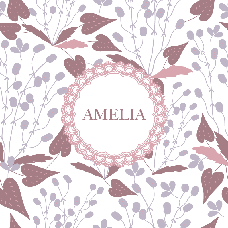 Customisable poster floral name art - TenStickers