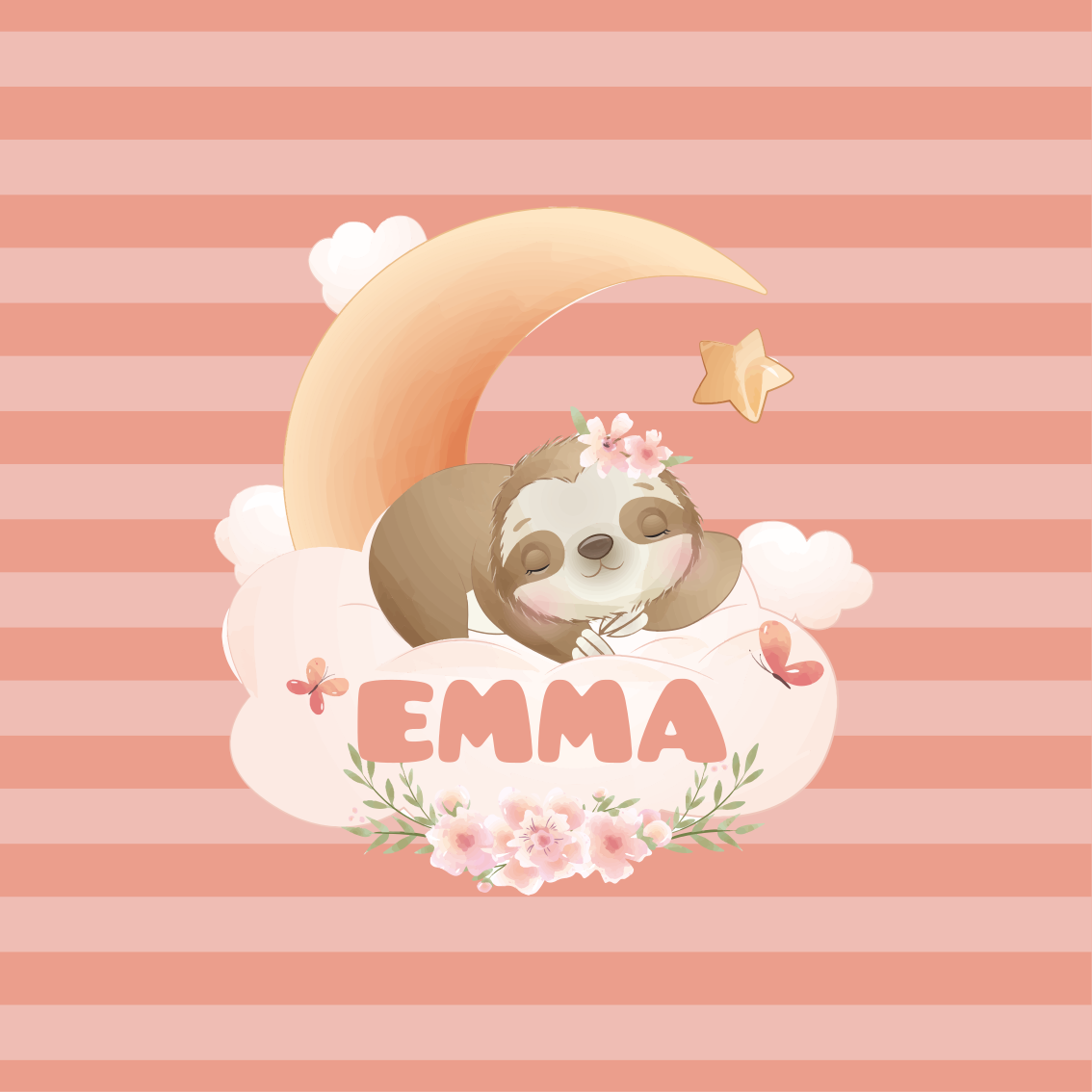 Customisable poster sloth and moon - TenStickers