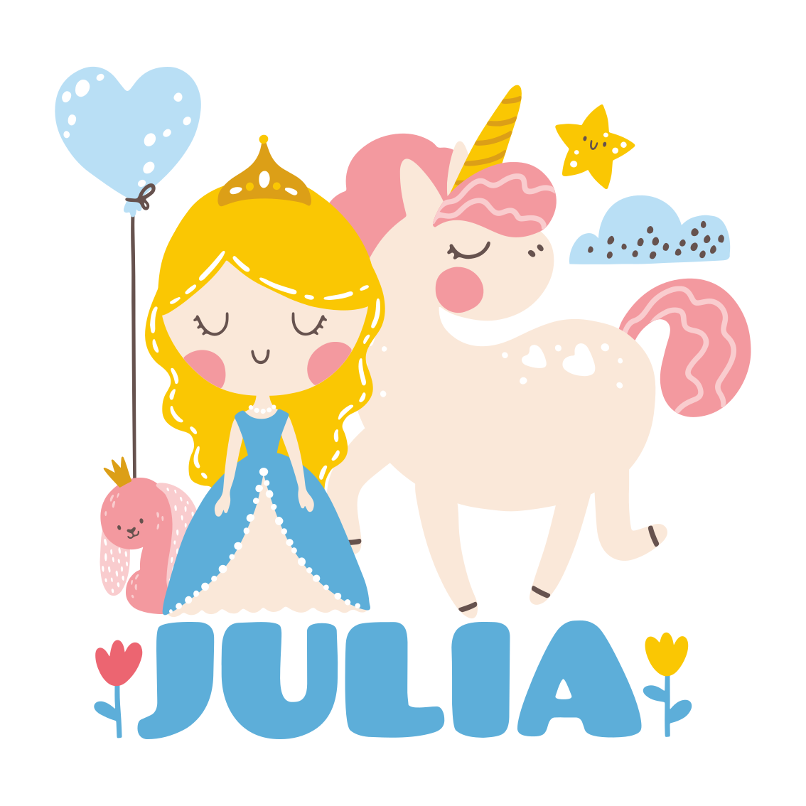 Customisable poster princess with unicorn - TenStickers