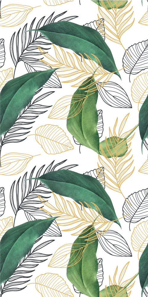 Plant poster of green and gold leaves art - TenStickers