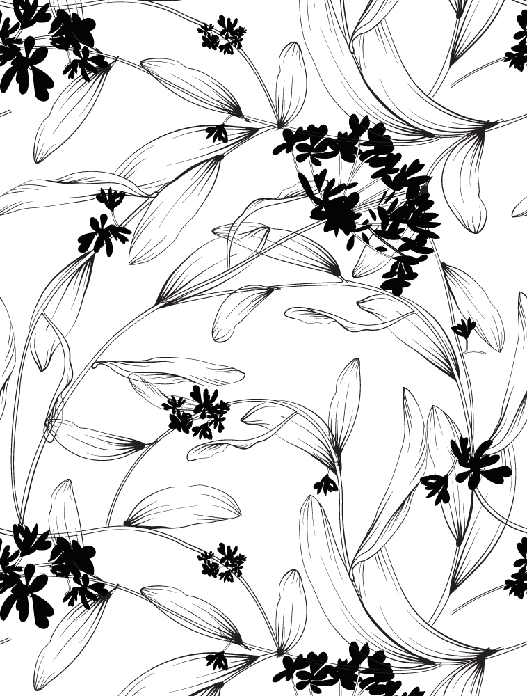 Plant poster with black leaf pattern - TenStickers