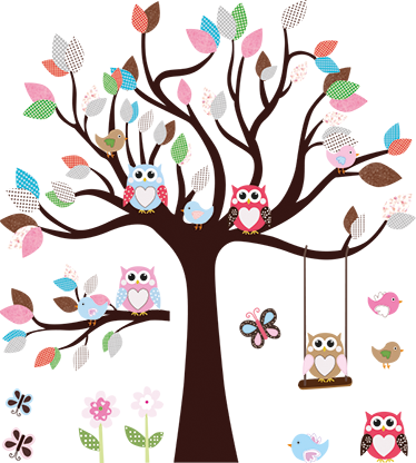 Tree poster owls in the tree nursery decor - TenStickers