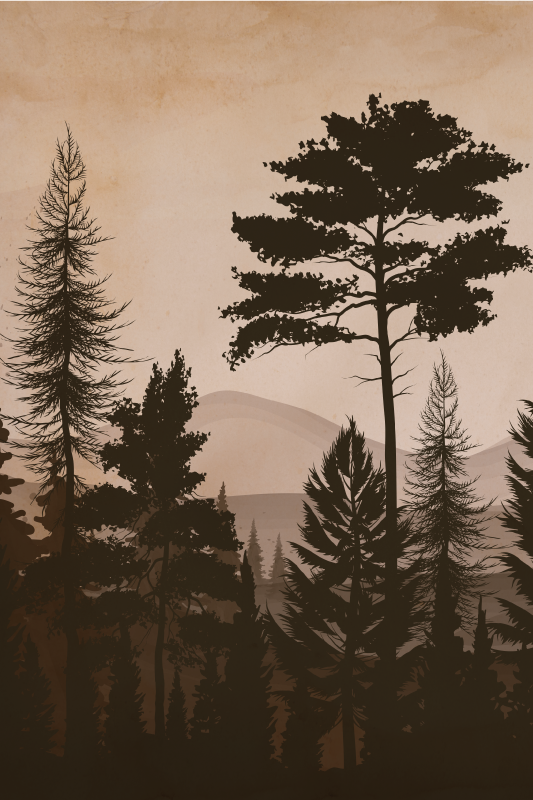 Tree poster in scandinavian warm colored forest - TenStickers
